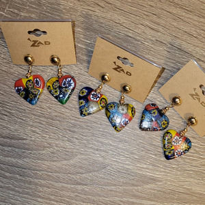 Arthouse Aesthetic Glass Heart Dangle Drop Earrings